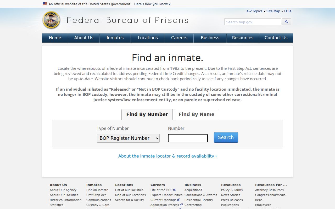 Federal Bureau of Prisons locator for St. Helena Parish arrest research