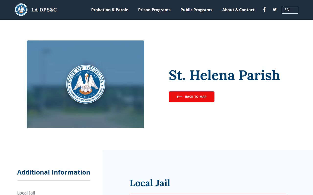 St. Helena Parish criminal history contacts on the official DPS and Corrections directory